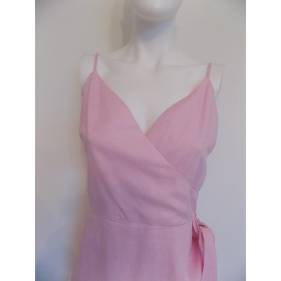 Lovers and Friends pink sundress wrap style spaghetti straps linen size Medium - Picture 7 of 9
